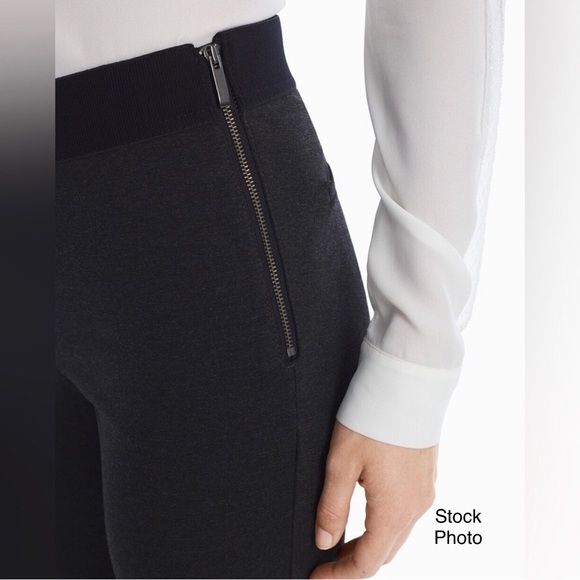 WHBM Ponte Charcoal Gray Comfort Side-Zip Ankle Pants (6) - Picture 3 of 15